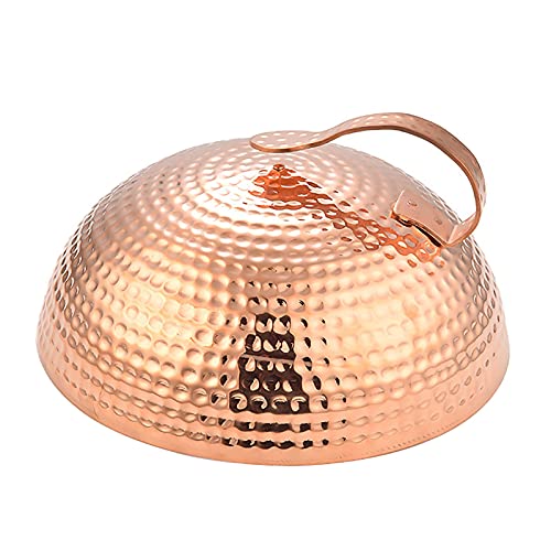 FMOPQ Cheese Melting Dome Heavy-duty Red Copper Round Basting with Handle for Indoor/Outdoor Grilling Flat Top Cast Iron Steam Cove (Size : 260mm) (300mm)