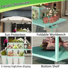 Metal Outdoor Flower Display Stand with Flower Display Stand with 18 Buckets, Flower Cart Display Stand with Wheels，Flower cart for Florist, Patio Garden (Pink)