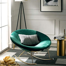 IIPOSAQQ Single Rocking Chair Smooth Rocking Motion Metal Round Cushion Hollow Leisure Lounge Chair Suitable for Terrace Living Room