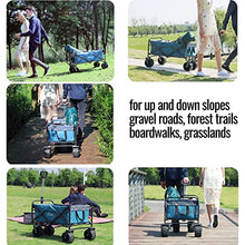 Collapsible Steel Frame Outdoor Utility Wagon, Portable Shopping Carts Wheelbarrow Collapsible Folding Utility Wagon with Removable Fabric Beach Wagon Cart for Outdoors Activities, Camping (Grey)