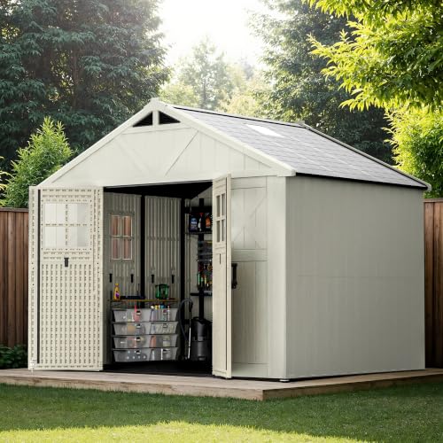 Patiowell 10x8 FT Resin Outdoor Storage Shed, Plastic Shed with Floor