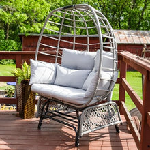 Sunnydaze Double Outdoor Egg Chair with Legs - 2-Seat Glider Rocking Egg Chair with Cushions and Pillows - Gray