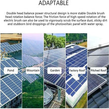 MOXOW Electric Solar Solar Panel Cleaning Tool, Double Head Automatic Solar Panel Cleaning Brush And Rod Kit, Window Cleaner Special Roof Water Brush and other cleaning activities,7.5M