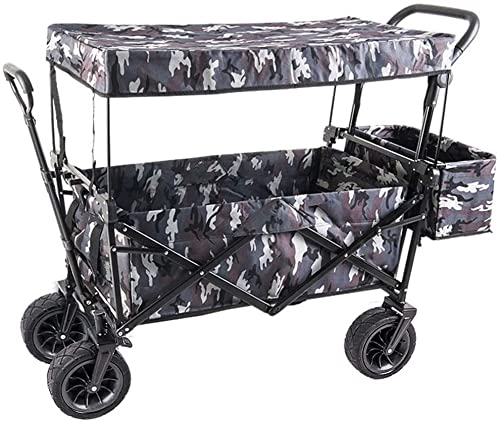 Outdoor Folding Utility Wagon All-Terrain Wheels Garden Wagon Shopping Cart Trolley with Brake Heavy Folding Cart with Roof Load-Bearing 85kg/187lbs (Color : Style 2)