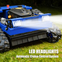 Remote Control Lawn Mower, 21.65 Inch Cutting Width, Adjustable Height,Oil-Electric Hybrid Crawler Track Mower, 45° Slope Climbing, High Power Strong Mower, All-Terrain for Steep Slopes Large Lawns
