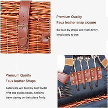 Wicker Picnic Basket for 4 Persons with Waterproof Picnic Blanket, Picnic Set for Family with Insulated Cooler Bag and Cutlery, Willow Picnic Hamper Basket for Camping, Wedding