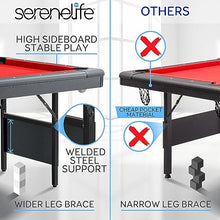SereneLife 6-Ft Folding Pool Table - Portable Billiard Table - Includes 2X Cue Sticks, Full Set of Balls, Chalk, Brush - Foldable Pool Table for Kids and Adults (Red)