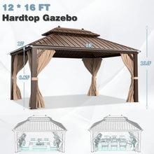 MELLCOM 12'x16' Hardtop Gazebo Brown