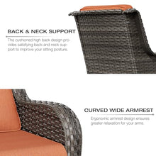 Joyside 7-Piece Wicker Patio Furniture Set with Sofa, Armchairs, Ottomans Orange