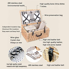 ZYBB Wicker Picnic Basket with Cutlery Insulation Bag Napkin Large Picnic Basket for 4 People 54X34x20cm