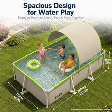 Rectangular Above Ground Pool with Canopy, Metal Frame Swimming Pool