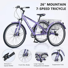 KOZYSFLER Ultimate Comfort 7-Speed Adult Tricycle 26-Inch Wheels Purple