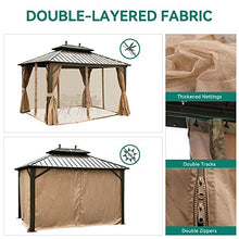 YITAHOME 10x12ft Hardtop Gazebo with Nettings and Curtains Bronze