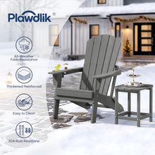 Plawdlik Folding Adirondack Chair Set of 6 with Cup Holder，Wooden Textured ，Heavy All-Weather HDPE Comfortable Set Poolside Backyard Lawn, Gray