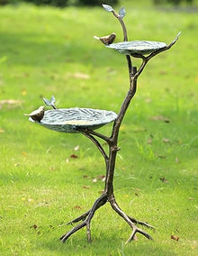 Verdigris Finish Gossiping Birds Bird Feeder Outdoor Décor