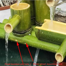 Primary Color Bamboo Fountain Kit, Solar Water Feature, Zen Flowing Waterscape Decoration, Bamboo Fish Tank Filter Ornament, Landscape Fountain, for Garden, Yard, Pond, 17.7in