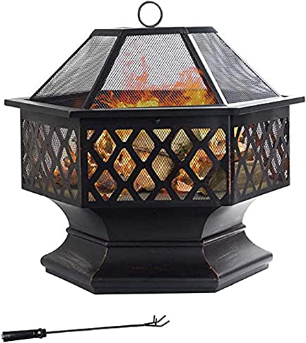 OTQEFTN Garden Fire Pit BBQ Grill Metal Fire Pits Outdoor Party Fire Pit Garden Patio Fireplaces Backyard Fire Pit Grill Rack