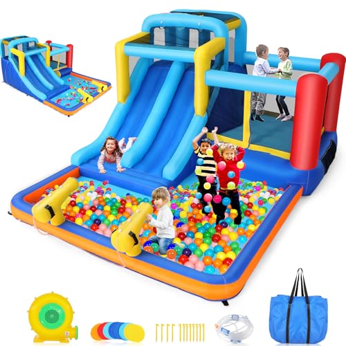 Whubefy Kids Bounce House Inflatable Water Park with Blower