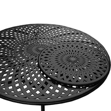 Oakland Living Modern Ornate Outdoor Mesh Aluminum 59-in Round Patio Dining Set with Six Chairs Black