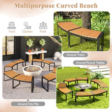 Moccha Outdoor Curved Bench, Acacia Wood Fire Pit Bench w/Slatted Seat, Metal Frame, Loveseat, Outside Chair, Patio Backless 2-Person Seating for Yard Deck Porch 800 LBS Max Load, Oil Painted (4)