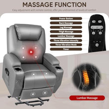 UOPYNE Power Lift Lay Flat Recliner Chair for Elderly with Heat and Massage, Dual Motor Electric Reclining Chair with Side Pocket and Cup Holders for Living Room and Bedroom