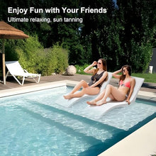Aqua Blue UV Resistant Pool Lounge Chairs Set of 2 White