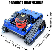 Remote Control Lawn Mower, 21.65 Inch Cutting Width, Adjustable Height,Oil-Electric Hybrid Crawler Track Mower, 45° Slope Climbing, High Power Strong Mower, All-Terrain for Steep Slopes Large Lawns