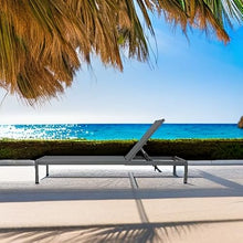 Christopher Knight Home Cape Coral Outdoor Aluminum Chaise Lounges with Mesh Seat, 2-Pcs Set, Grey / Dark Grey