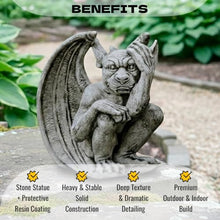 OLOMA Winged Sitting Gargoyle Concrete Statue Outdoor Mythical Creature Sculpture Gothic Beast Garden Ornament Medieval Lawn Patio Decor Weather Proof Accent Decor Fantasy Cement Figurine