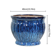 thalo Planter Pots Blue Handmade Ceramic Flower Pot Garden Outdoor Coffee Table Decoration Large Flower Pot Plant Container Accessories (Color : A, Size : Large)