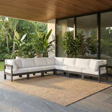 Outdoor Escape White Fabric Outdoor Patio Modular Sectional, Cushioned Seating, Weather-Resistant Material, Contemporary Style