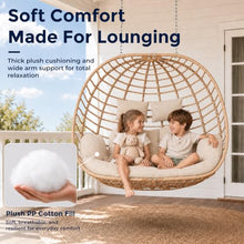 SWITTE Double Egg Chair Outdoor with Stand, Patio Hanging Swing, Beige