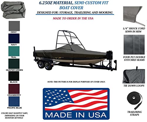 STOPBYUS 6.25oz Semi-Custom Boat Cover for Tige 24 V Tower W/SWPF I/O 2003-2006 Customizable
