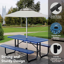 OUTTANS Commercial Metal Picnic Table (Blue, 6' Rectangular)