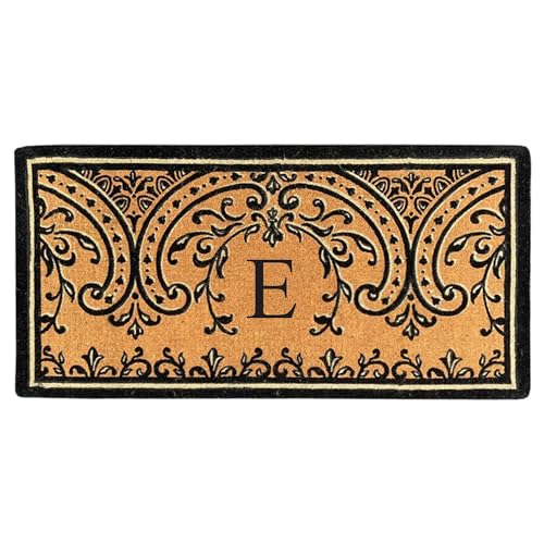 Nedia HomeCNP3672 Easton Heavy Duty Coco Doormat, Thick Coir Doormat, Rectangular Entrance Doormat, Home Décor Doormat for Indoor and Outdoor Use - 36" x 72" - Monogram E