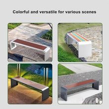 Sunyongfly Outdoor Garden Bench, Stainless Steel Bench,Park Bench,Wooden seat, for Squares, Parks, and Residential Areas(Size:120cm)
