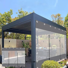 FENGZEQUAN Gray Transparent Tarp Side Panels, Outdoor Curtain PVC Plastic Cover for Pergola with Zipper,PVC Partition Curtains, Waterproof for Outdoor Curtains,Heavy Duty(H3xL10m/H9.8xL32.8ft)