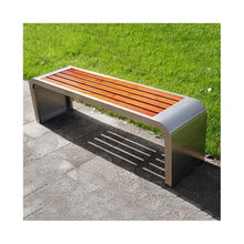 YXIANG56Q Buffet Sideboards U-Shaped Backless Stainless Steel Frame Wooden Seat Plate Outdoor Bench Courtyard for Dining Room(Large)