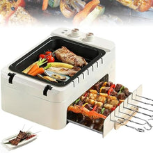 MZGYYD Electric Barbecue Grill, 1000W Hot Plate with Double Layer and Rotating Skewers, Non-Stick Design, 3 Cooking Modes, Ideal for Parties, BBQs, and Camping