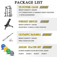 ToughFit 2024 Upgraded T2 Power Cage Multi-Function Power Rack with Lat Pulldown System Squat Rack Black