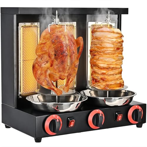 JYXYXSCP Rotating Rotisserie Oven,Vertical Doner Kebab Grill Machine,Meat Catch Pan,Gas Fuel Equipment,for Commercial and Home Kitchen (Black L)