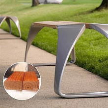 Park Patio Seat Park Bench Without Back, Modern Stainless Steel Outdoor Leisure Chairs, Anti-corrosion Wood Benches for Courtyard, Lawn and Garden Garden Furniture