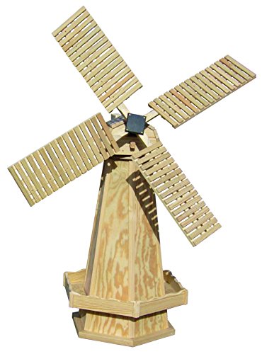 Backyard Crafts Amish-Made Working Dutch Windmill Yard Decoration 74" Tall, Walnut Stain