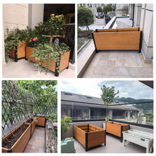 Wood Grain Aluminum Raised Planter with Rounded Safety Edges Metal Legs