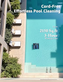 OOTDAY Cordless Pool Vacuum for Inground Pools, Cordless Robotic Cleaner up to 2150 Sq.ft, Wall and Waterline Cleaning Vacuum, Drains Cross, Self-Parking Lasts 180 Mins
