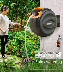 Garden Hose Kit, Automatic Retractable Hose Reel, Infinite Water Shape Adjustment, Wall Mount and 180 Degree Swivel Bracket, Ideal for Garden Watering