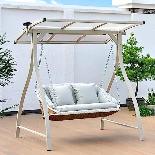uhyOHF Garden Porch Swing Outdoor Swing Chair Solar cast Aluminum Hanging Chair Rocking Chair Swing Bed Suitable for Garden Poolside (