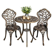 DUYHBAWRS 3 Piece Patio Bistro Table Set Bronze Camping Sedentary Outdoor Dining Furniture
