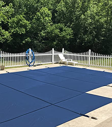 WaterWarden Pool Safety Cover for 16' x 32' Inground Pool with 1' Left Offset 4'x6' Step, 15-Year Warranty, UL Classified to ASTM F1346, Triple Stitched for Max Strength, Hardware Included, Blue Mesh