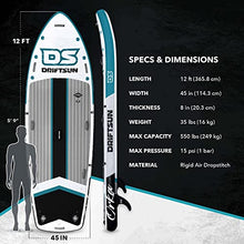 Driftsun Inflatable Paddle Board Teal 12ft x 45in Extra Wide Stand Up SUP Package